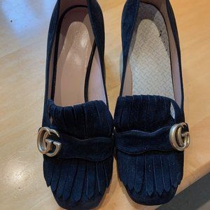 Gucci Black Suede chunky heel shoes